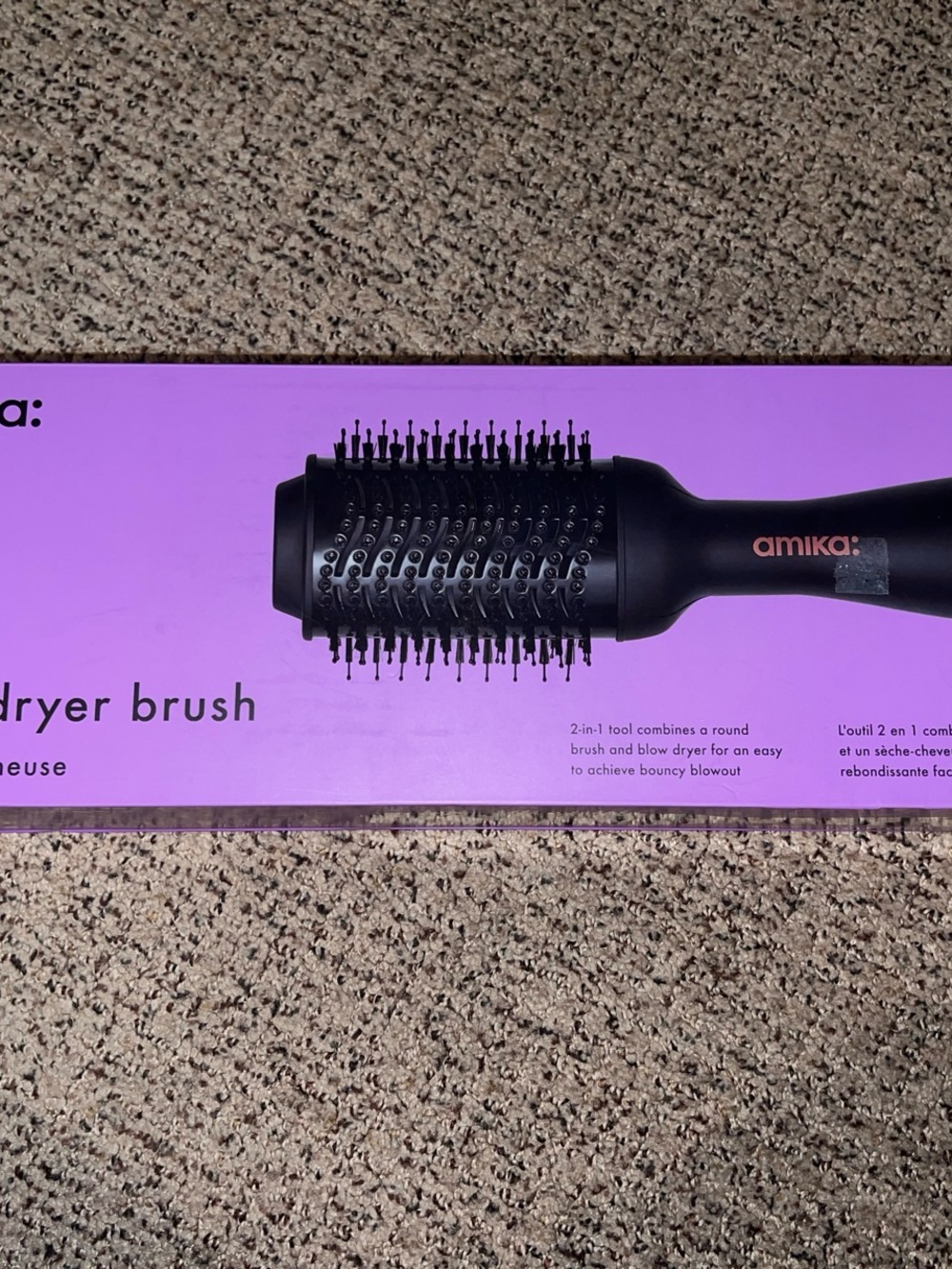 amika Black & Purple 2-in-1 Round Dryer Brush